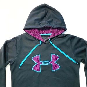 Under Armour Storm Hoodie Sweatshirt Fleece Lined Semi-Fitted Black Purple S EUC